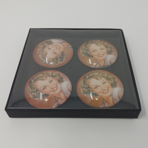 Kitchen Vintage Style Smiling Pinup Girl Refrigerator Set Of 4 Poshmark